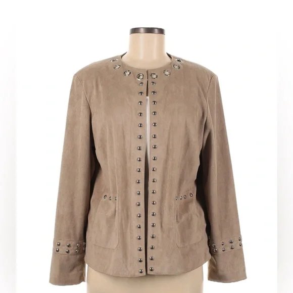 MING WANG Faux Leather Jacket Size Large. #7 - Picture 5 of 6